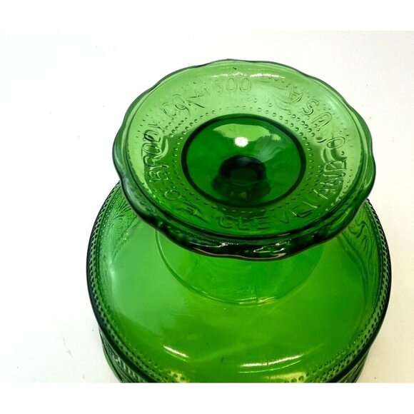 Green Glass Bowl Vintage E.O. Brody M600 Pedestal Dish Candy Bowl Depression - Picture 7 of 8